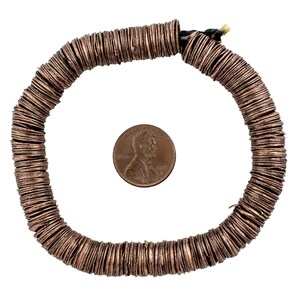 Verouderde koperen in elkaar grijpende knapperige kralen, 10 mm, 8,5 inch streng, hoogwaardige ambachtelijke sieraden afbeelding 2