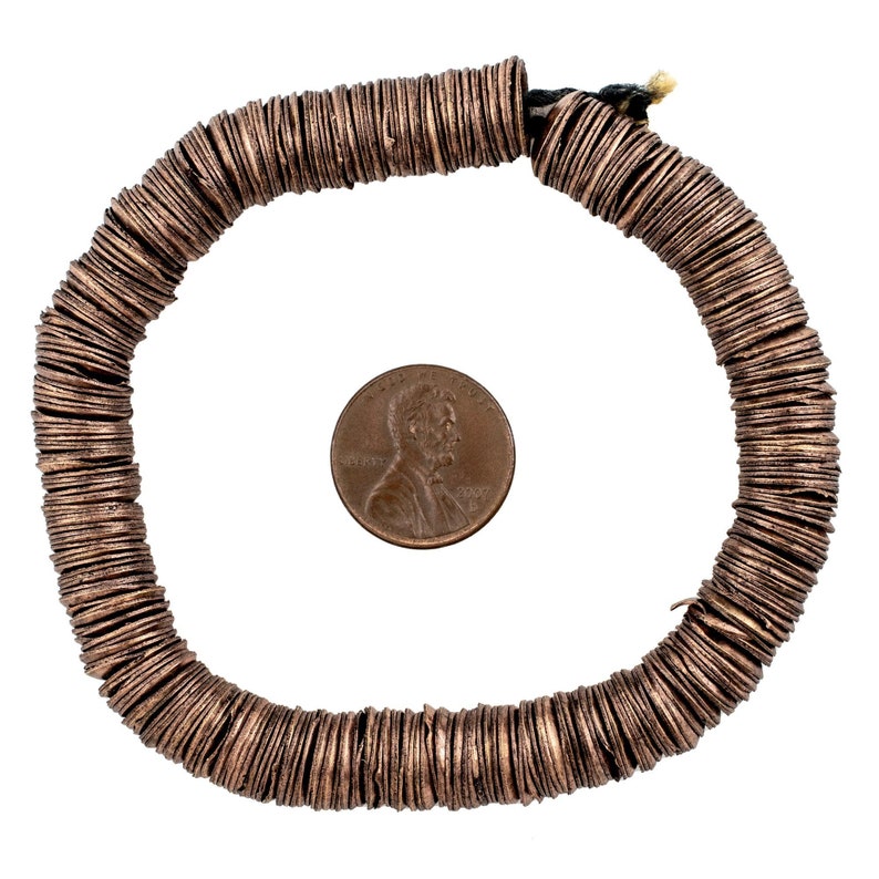 Verouderde koperen in elkaar grijpende knapperige kralen, 10 mm, 8,5 inch streng, hoogwaardige ambachtelijke sieraden afbeelding 2