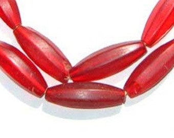12 PCS Trade Czech Bohemian Matte Red Drop Glass Beads 
