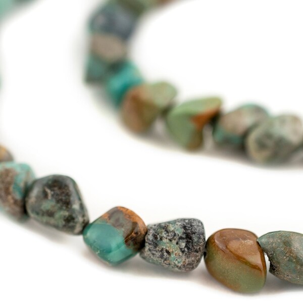 50 Earthy Turquoise Nugget Beads 8-10mm: Natural Organic Authentic Gemstones, High Quality Turquoise Beads, Sold by the Strand