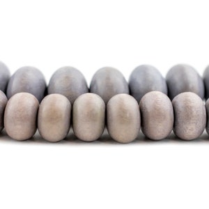 Grey Abacus Natural Wood Beads: 8x12mm 10x15mm Waxed Artisan Organic Spacer Gray Disk Wooden Beads for DIY Bracelet and Necklace Designing