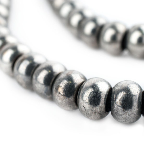 68 Smooth Silver Padre Beads 9mm: Ethnic Metal Beads Metal Spacer Beads Round Shaped Beads Silver Round Beads Silver Pony Beads