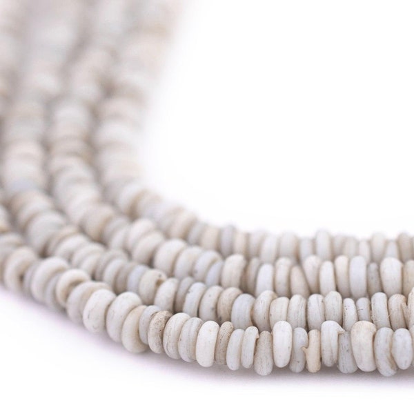 500 Antiqued White Java Glass Heishi Beads: Java Seed Beads Matte Glass Beads Bali Glass Beads White Glass Beads 4mm Glass Beads