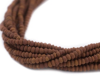 195 Brown Jade Tiny Bicone Heishi Beads - African Stone Beads - Jewelry Making Supplies - Made in Afghanistan + (JAD-HSHI-BRN-105)