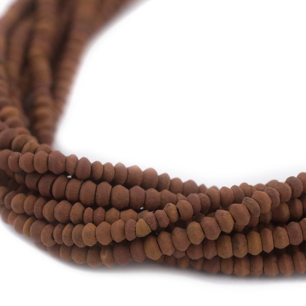 195 Brown Jade Tiny Bicone Heishi Beads - African Stone Beads - Jewelry Making Supplies - Made in Afghanistan + (JAD-HSHI-BRN-105)