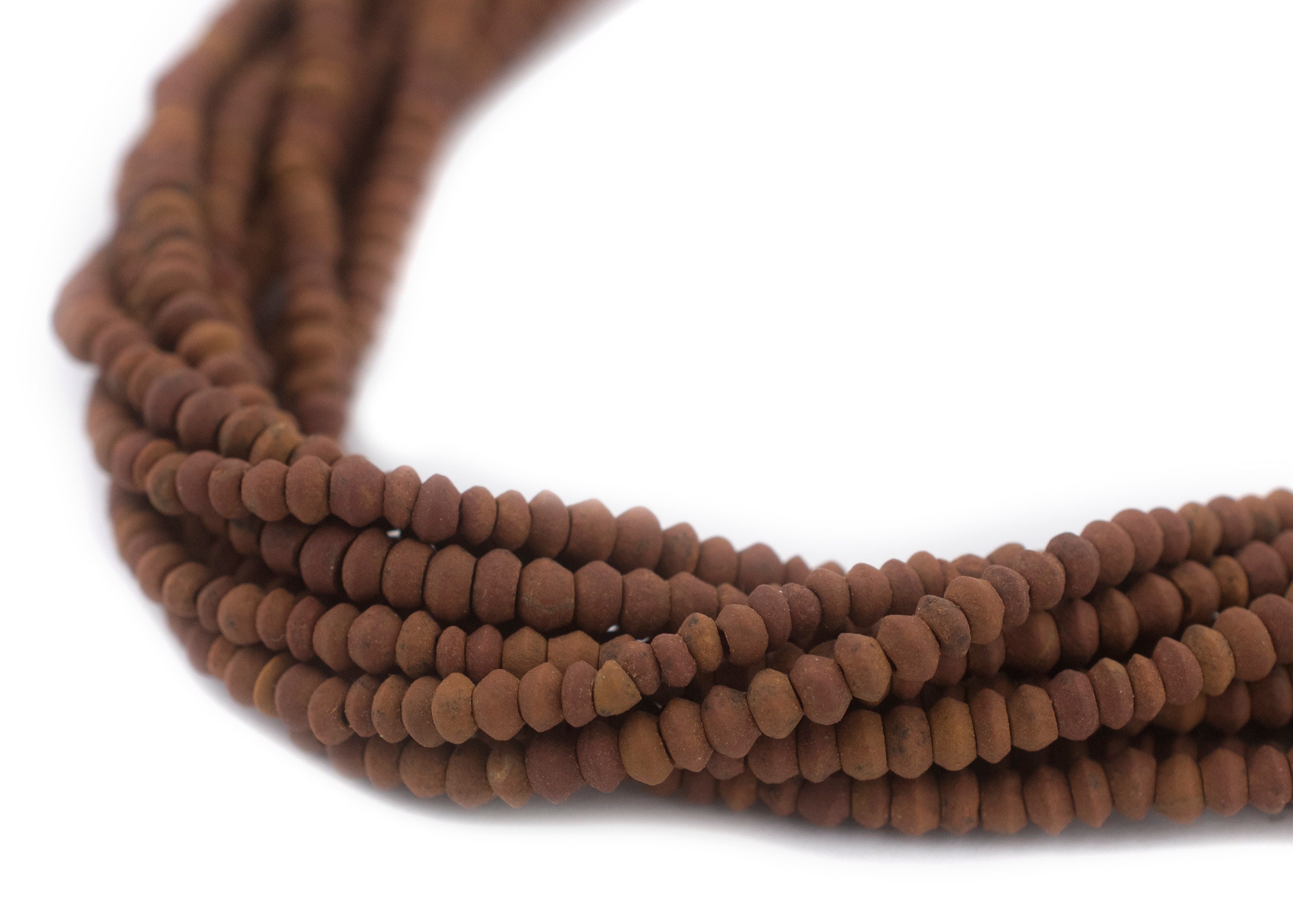 195 braune kleine Bicone Jade Heishi Perlen - Afrikanische Steinperlen - Schmuckherstellung Zubehör - Made in Afghanistan + (JAD-HSHI-BRN-105)