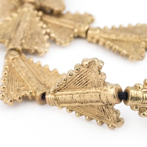 14 Brass Triangular Baule Beads 27x26mm: Brass Baule Beads Tribal Brass Beads Casted Brass Beads Rustic Brass Beads Flat Shaped Beads