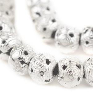 20 Shiny Silver Round Filigree Beads 12mm: Metal Spacer Beads Ethnic Metal Beads Silver Round Beads Silver Ball Beads Large Hole Beads