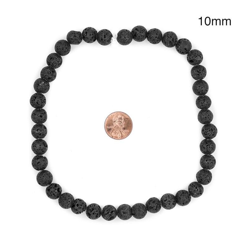 Large Hole Lava Beads: Round Black 8mm or 10mm, Natural Gemstones, 15" Strand, Volcanic Rock, 2mm Hole, Spherical Ball Shape Ships from USA! image 7