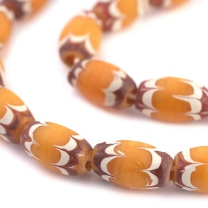 26 Yellow Java Chevron Beads 16x10mm: Indonesian Java Beads Inspired by Antique Bohemian Venetian African Trade Beads, Ships from USA!