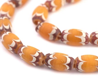 26 Yellow Java Chevron Beads 16x10mm: Indonesian Java Beads Inspired by Antique Bohemian Venetian African Trade Beads, Ships from USA!