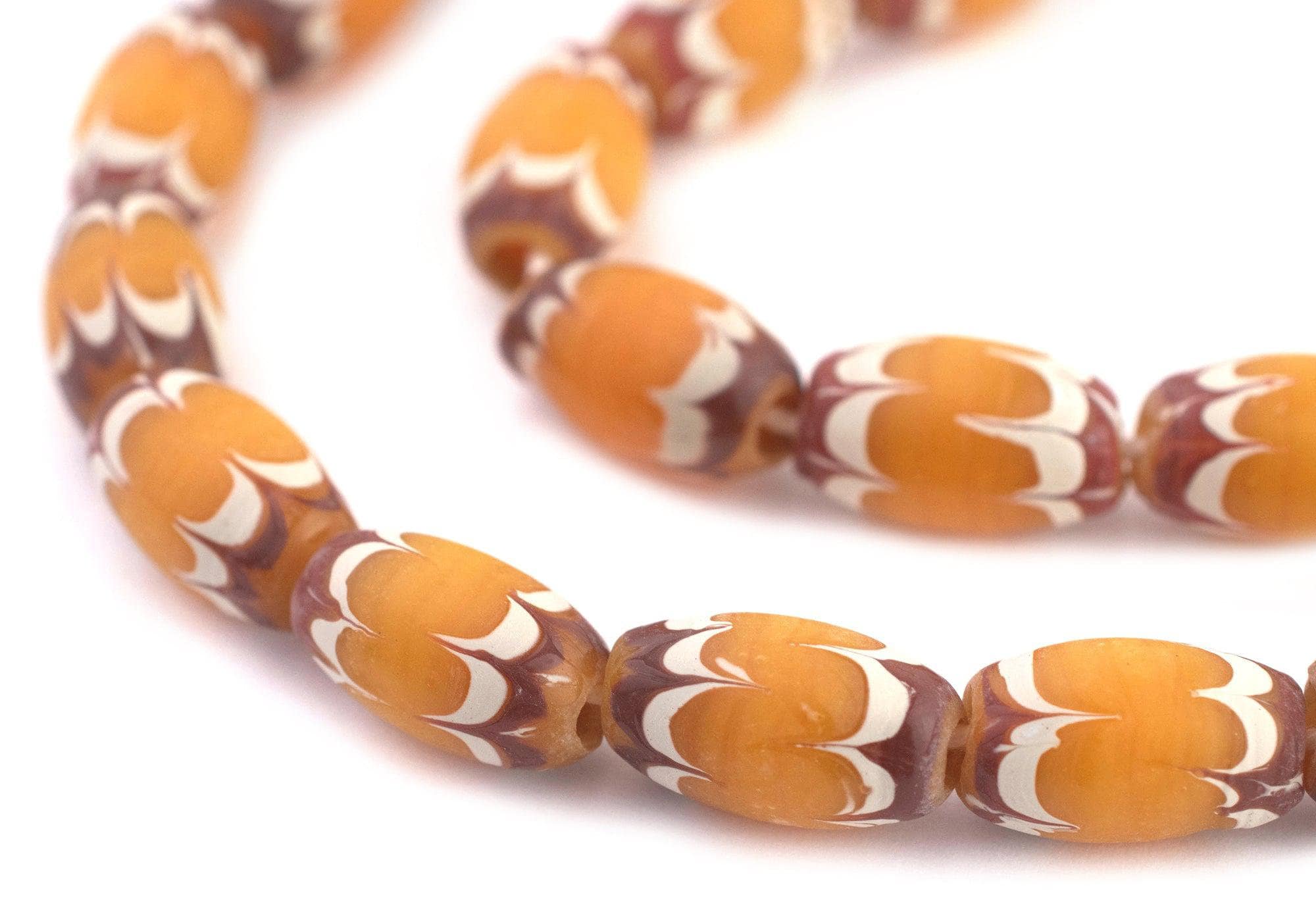 26 個のイエロー ジャワ シェブロン ビーズ 16 x 10 mm: アンティーク 