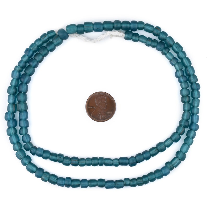 125 Vintage Blue Java Glass Beads Antiqued Glass Beads Etsy