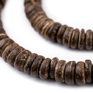 115 Chocolate Disk Coconut Shell Beads 10mm: Coconut Beads Coconut Disk Beads Natural Coconut Raw Wood Beads Disk Shaped Beads