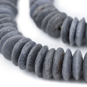 125 Dark Grey Ashanti Glass Saucer Beads 18mm: Grey Ashanti Beads Ashanti Glass Beads African Glass Beads Ghanaian Trade Beads African Beads