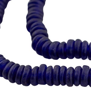 135 Rondelle Recycled Glass Beads - Cobalt Blue - African Glass Beads - Jewelry Making Supplies - Made in Ghana ** (RCY-DISK-BLUE-533)