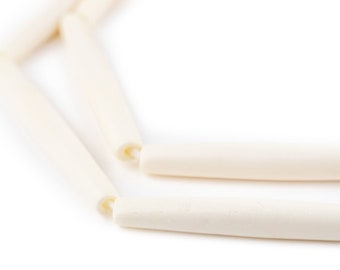 12 cuentas de tubo de hueso blanco de 2 pulgadas, 50 mm: cuentas de tubo de hueso, cuentas de hueso blanco, cuentas espaciadoras de hueso, cuentas espaciadoras étnicas, cuentas de hueso pequeñas