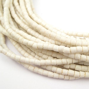 280 Moonlight White Sandcast Seed Beads - White Sandcast Beads - African Seed Beads - Ghana Glass Beads - Fair Trade Beads (SND-CYL-WHT-101)