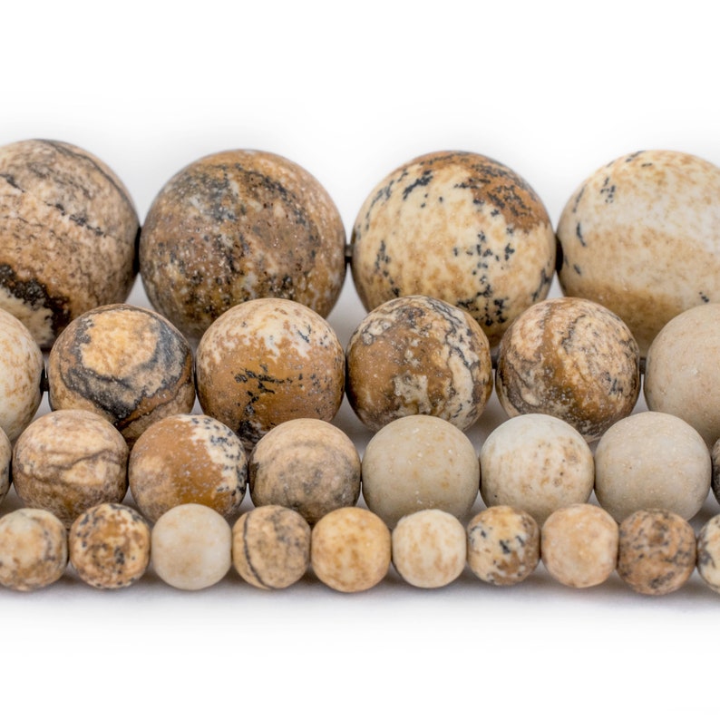 Picture Jasper Beads Round Matte Gemstone Wholesale 4mm 6mm Etsy