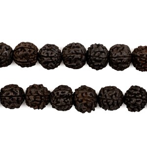 Mala de Rudraksha, rosario marrón oscuro de 10 mm, 101,6 cm (40 pulgadas), joyería artesanal de Nepal imagen 3