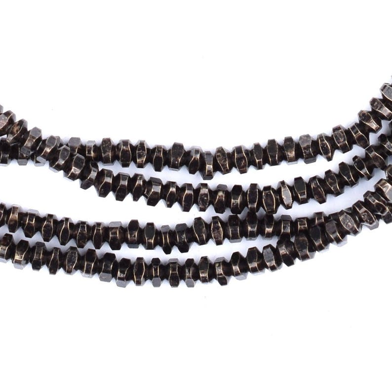 270 Blackened Silver Triangle Heishi Beads MET-HSH-BLK-478 Metal Spacer Beads Ethnic Metal Beads Heishi Shaped Beads 4mm Silver Beads