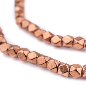 150 Diamond Cut Faceted Copper Beads: Metal Spacer Cube 4mm Shaped Rustic Ethnic Boho Handmade Traditional (MET-FCT-CPR-398)