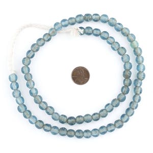 65 Light Blue Ancient Style Java Glass Beads: Etched Glass Beads Primitive Beads Textured Glass Beads Round Shaped Beads JVA-RND-BLU-168 image 2