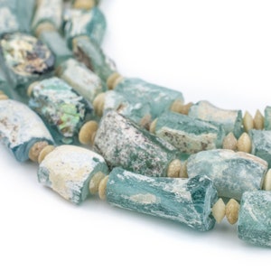 21 Rectangular Ancient Roman Glass Beads: Ancient Glass Beads Afghani Glass Beads Roman Glass Jewelry 8mm Glass Beads Small Glass Beads