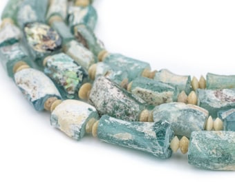 21 Rectangular Ancient Roman Glass Beads: Ancient Glass Beads Afghani Glass Beads 8mm Glass Beads Small Glass Beads