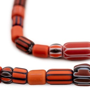 Red Chevron Beads, 27 Inch Strand, Glass Trade Beads, High Quality Artisanal Jewelry Supplies