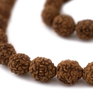 108 rudraksha-gebedskralen met natuurlijk zaad - Afrikaanse houten kralen - benodigdheden voor het maken van sieraden - houten rozenkransen ** (WOD-USU-BRN-910)