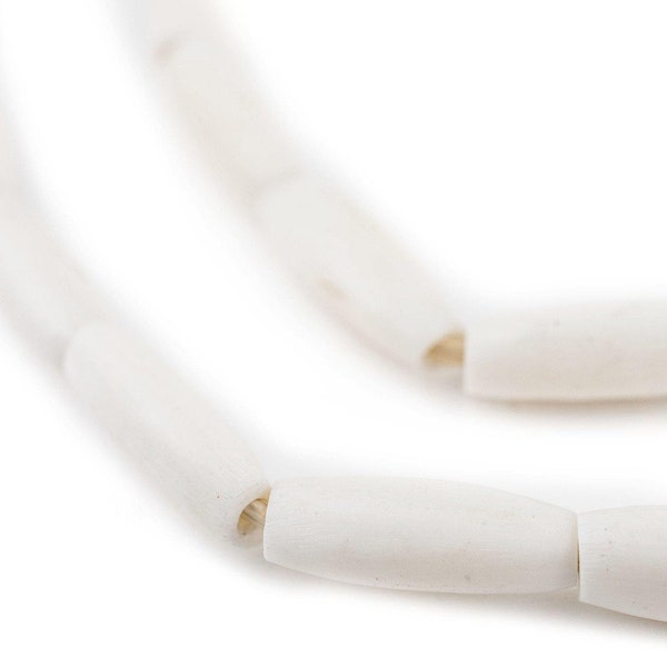 40 White Kenya Bone Beads Oval: White Bone Pipe Beads Real Bone Beads Kenya Trade Beads Bone Oval Beads White Bone Beads Spacers for Jewelry