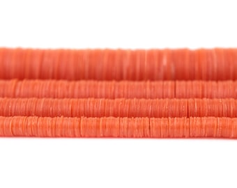 Orange vinyl Heishi-pärlor: 34 tums sträng, välj storlek 3 mm, 4 mm, 6 mm, 8 mm, 12 mm, platta skivpärlor i afrikansk vulkanitstil, skickas från USA!