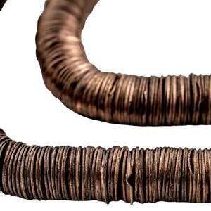 Verouderde koperen in elkaar grijpende knapperige kralen, 10 mm, 8,5 inch streng, hoogwaardige ambachtelijke sieraden afbeelding 1