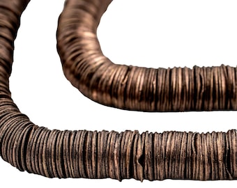 Antiqued Copper Interlocking Crisp Beads, 10mm, 8.5 Inch Strand, High Quality Artisanal Jewelry Supplies