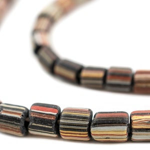 Randiga Java-krusbärspärlor, svarta 7 mm, 26 tums sträng, hantverksmässiga smyckestillbehör från Indonesien