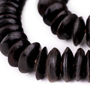 70 Black Kenya Bone Beads Saucer: Tribal Bone Beads Bone Saucer Beads Kenya Trade Beads Black Bone Beads African Bone Beads African Beads