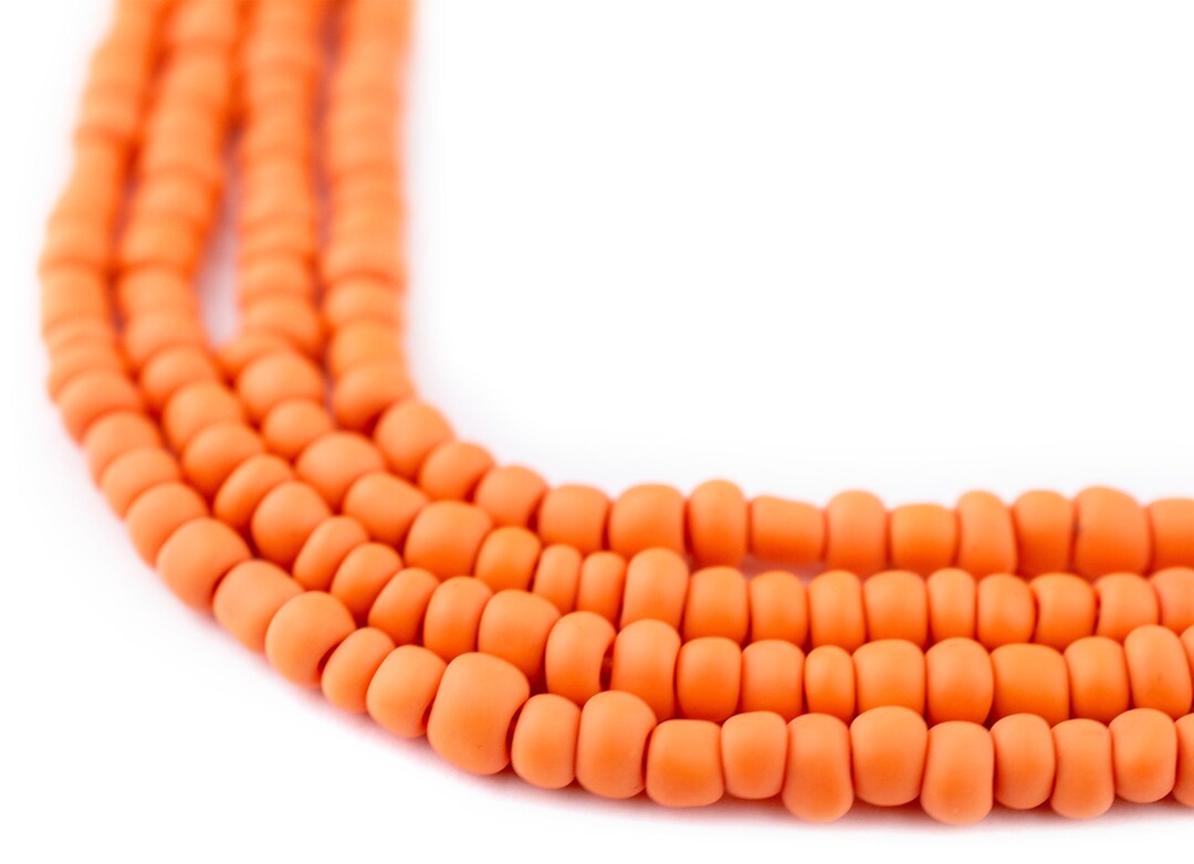 360 パパイヤオレンジガラスシードビーズ - アフリカンスペーサー