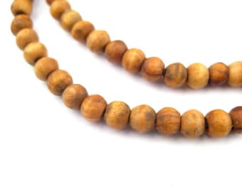 100 Round Olive Wood Beads from Bethlehem - Jewelry Supplies - Beads For Malas - Prayer Beads - Malas (WOD-RND-BRN-145)