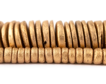 Gold Recycled Coconut Disk Heishi Beads: Choose Size 8mm or 20mm, Natural Wood Coconut Shell Beads, Ships from USA!