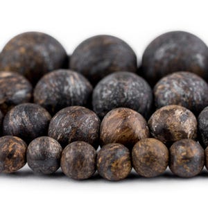 Natural Bronzite Beads: Matte Round Brown Natural Gemstones 4mm 6mm 8mm 10mm, Full Strand, Wholesale Pricing Available, Ships from USA!