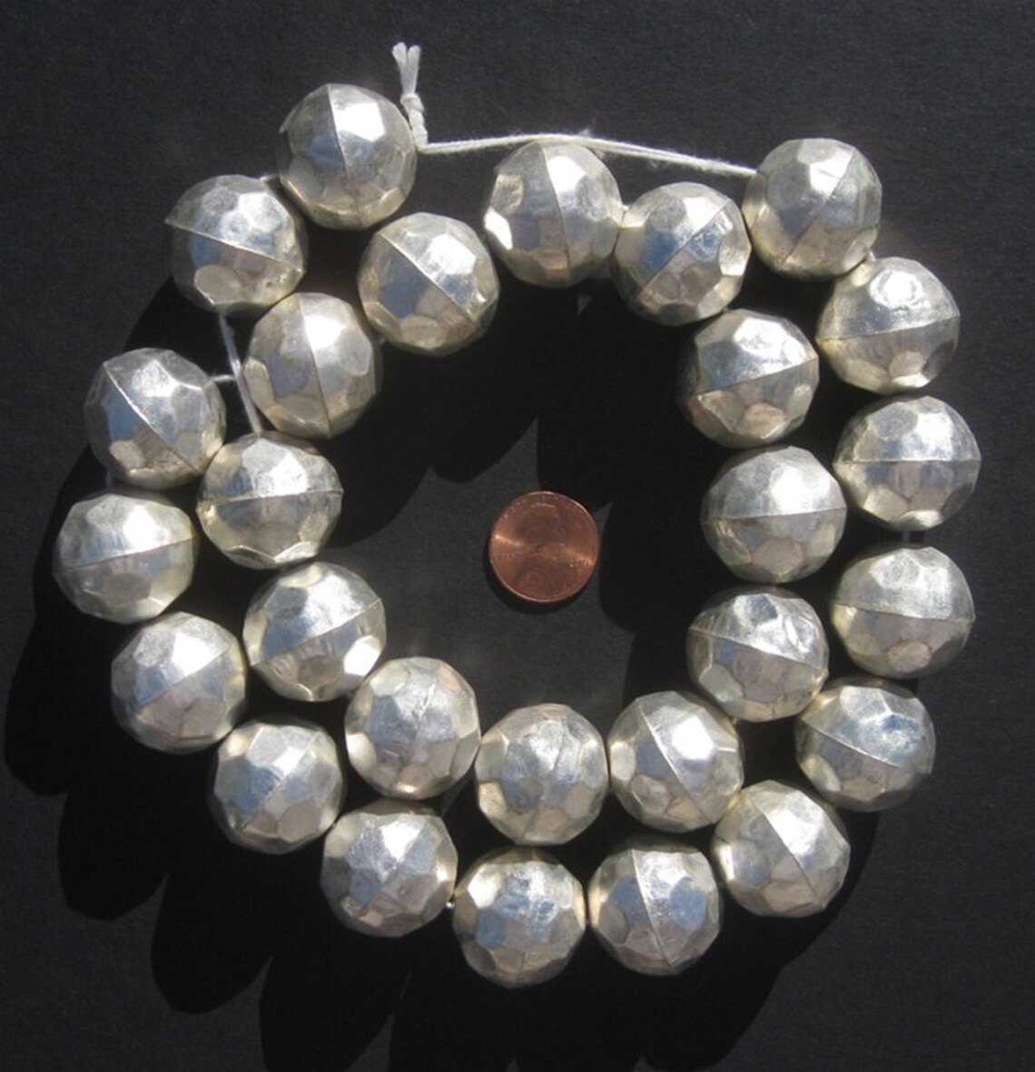 25 Faceted Silver Beads 24mm Huge Beads Large Metal Beads Etsy