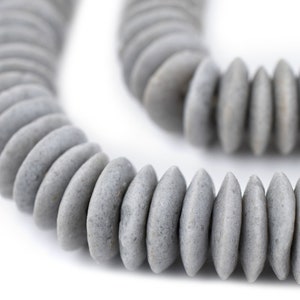 125 Light Grey Ashanti Glass Saucer Beads 18mm: Grey Ashanti Beads Ashanti Glass Beads Handmade Glass Beads Grey Glass Beads African Beads