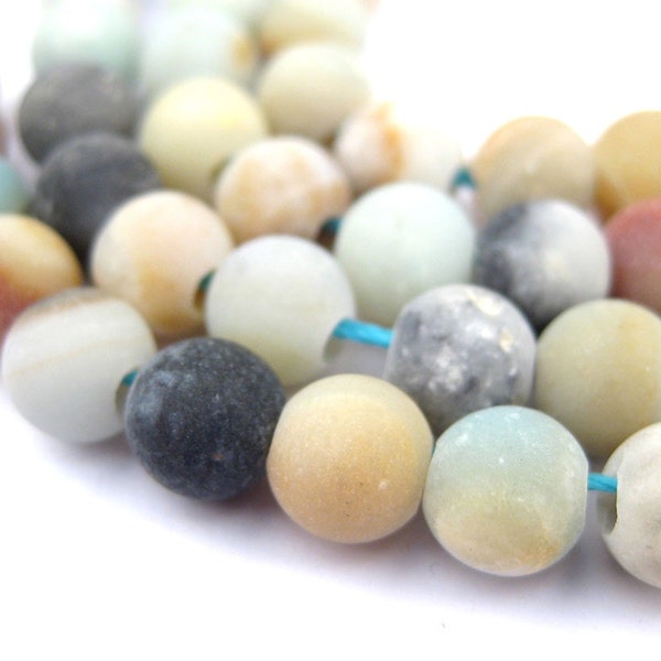 50 Spherical Amazonite Stone Beads - South American Beads - Large Hole Amazonite - Large Hole Gemstones - Matte Amazonite (STN-RND-MIX-319)