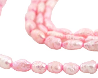 Bright Vintage Japanese Rice Pearl Beads, Pink 4mm, 16 Inch Strand, Artisan Jewelry Supplies from Japan