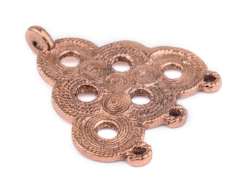 Copper Baule Beehive Connector Pendant 54x47mm: Ivory Coast Pendant Flat Copper Pendant Unique Finding Handmade Pendant Ethnic Pendant