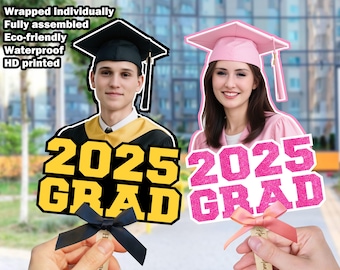 Volto personalizzato su un bastoncino, ritaglio di testa grande per laurea, laurea 2025, ventaglio per laurea, ventagli per laurea con foto personalizzate, regalo per laureato