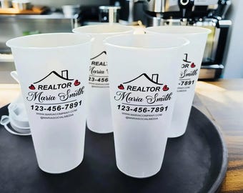 Custom Frosted Cups for Real Estate Agents/Realtor Party Cups/New Home Decor/Realtor Marketing/Business Promotion/Realtor Favor/Closing Gift