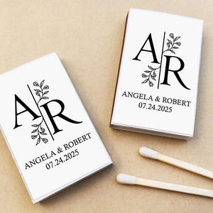Personalized Wedding Favor / Custom Initial Monogram Matchboxes / Wedding Matchboxes / Personalized Gifts For Guests / Custom Matchbooks Art