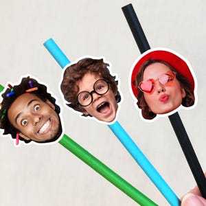 Personalized Face Straws for Bachelorette Party, Birthday/Party Decorations/Custom Photo Straws/Birthday Tableware Decor/Funny Party Straws